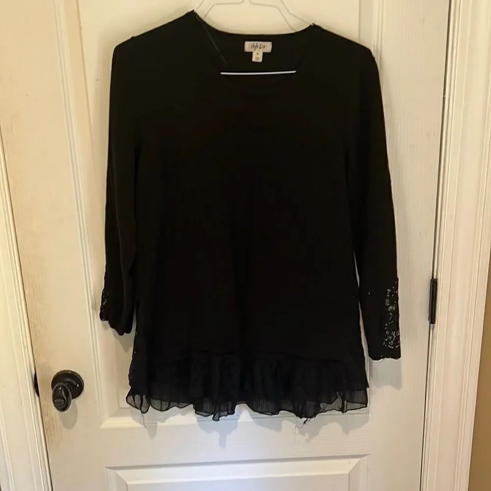 Style & Co Black Tunic Top with lace